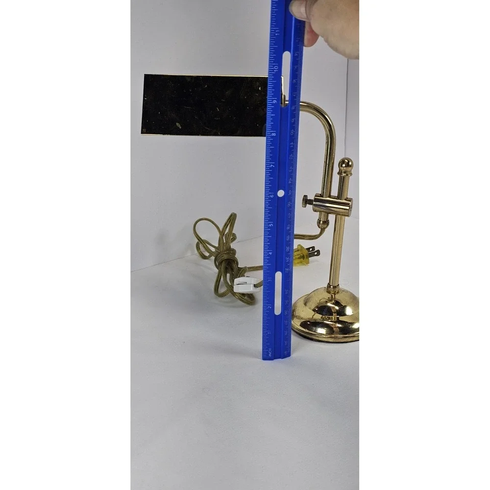Vintage Brass Desk Lamp Adjustable Arm Rectangular Shade Mid Century - Working‎